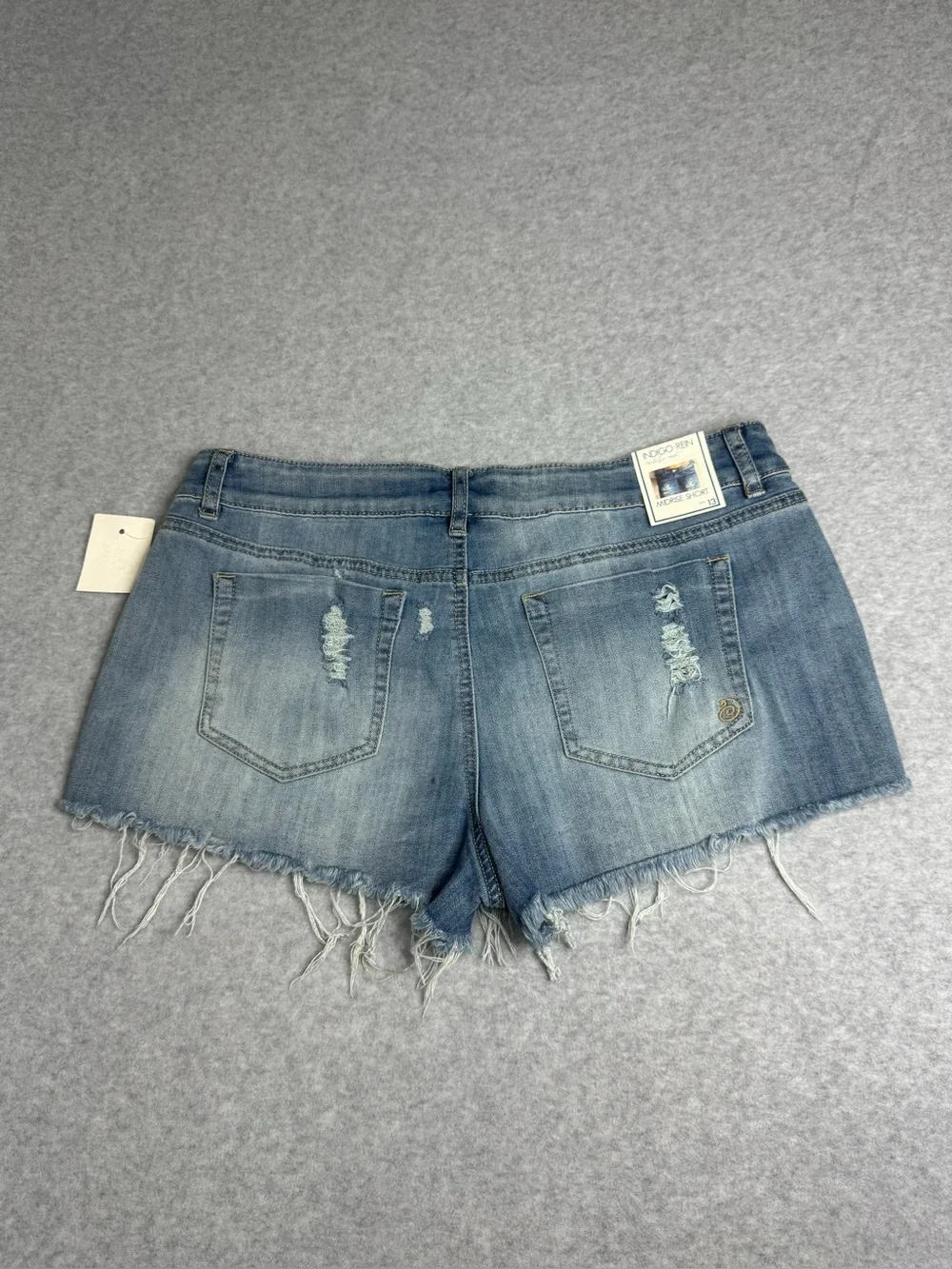 Indigo Rein Women's Floral Embroidered Denim Shorts - Blue Hippy Boho Y2K 13
